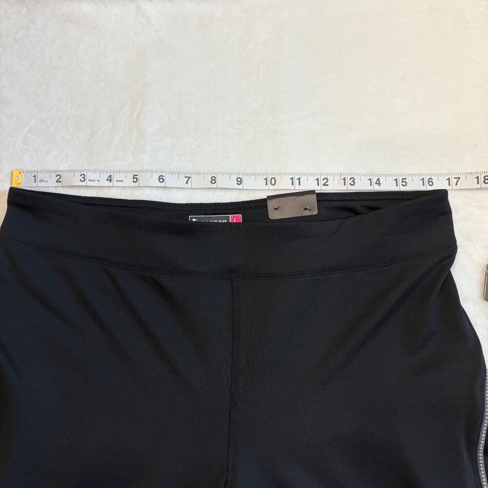 TEK GEAR Black Performance Capri Fitted Reflective Trim Athletic Workout Pants L - Picture 8 of 13